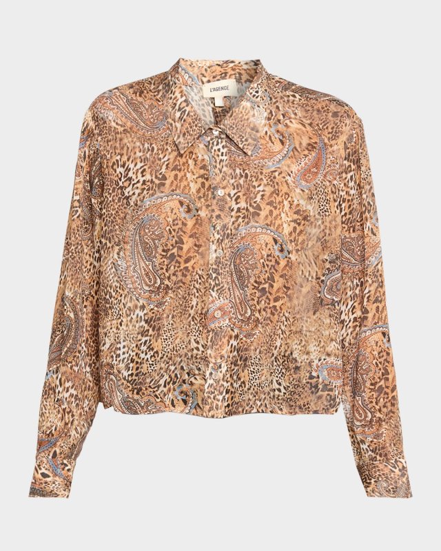 Valencia Leopard Cosette Button-Front Blouse